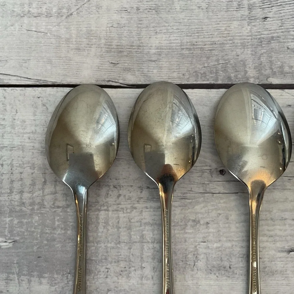 Oneidacraft Deluxe Stainless Flatware CHATEAU Oval Place Spoons Set Of 6